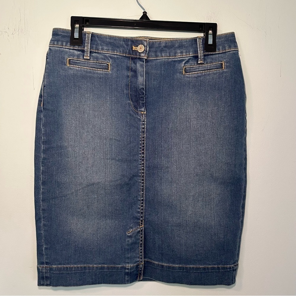 Talbots Mini Denim Pencil Skirt Size 8 Petite